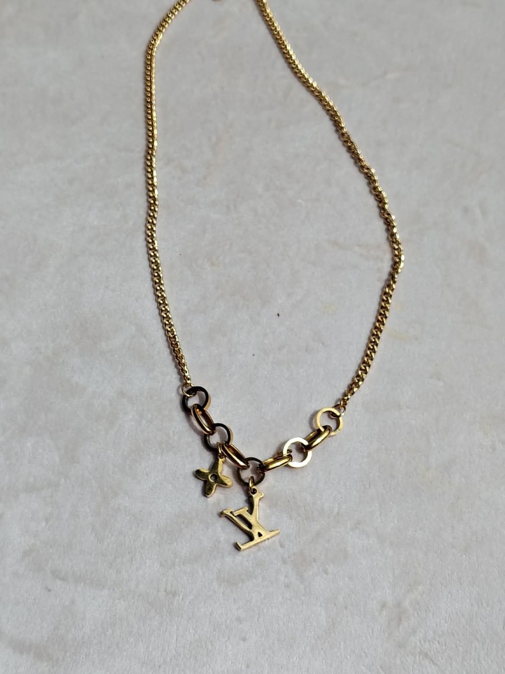 Gold-Tone L Charm Necklace